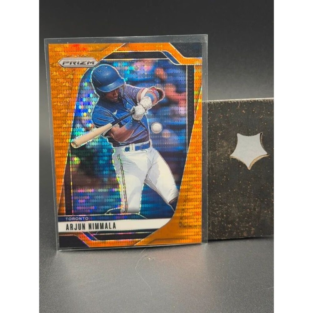 2025 Panini Prizm Arjun Nimmala Orange Pulsar Refractor /399 #87 Blue Jays